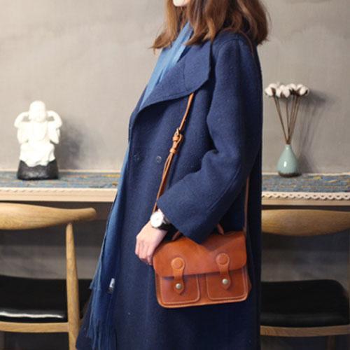 Vintage Brown Leather Satchel Handbag Purse Small Brown Leather Crossbody School Bag for Girl