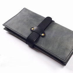 Genuine Leather Wallet Vintage Womens Long Folded Wallet Clutch Phone Purse Clutch