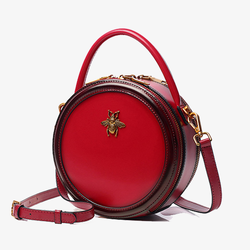 Leather Circle Round Crossbody bee Bags