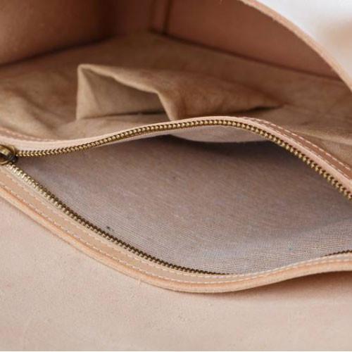 Handmade Beige Leather Laptop Briefcase Bag Purse