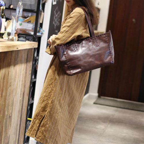 Fashion Womens Brown Leather Tote Shoulder Bag Soft Leather Tote Work Handbag for Women