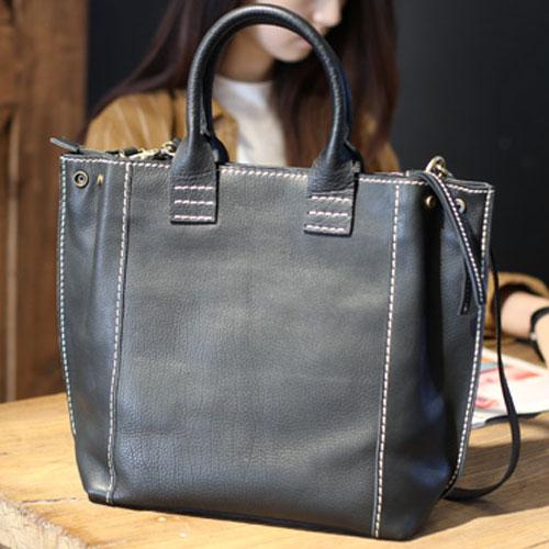 Stylish Womens Brown Leather Shopper Tote Bag Brown Leather Tote Handbag Shoulder Bag With Zipper