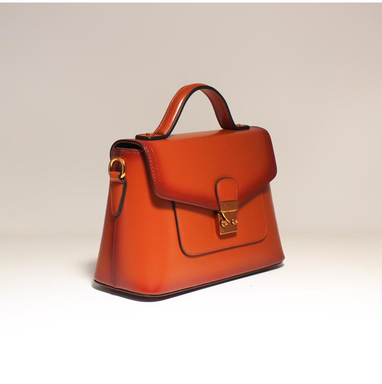 Tan Leather Satchel Handbag Purse