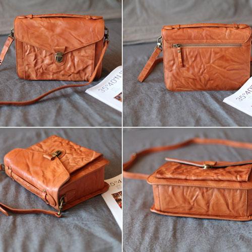 Vintage Brown Leather Women's Satchel Handbag Purse Black Leather Satchel Shoulder Purse