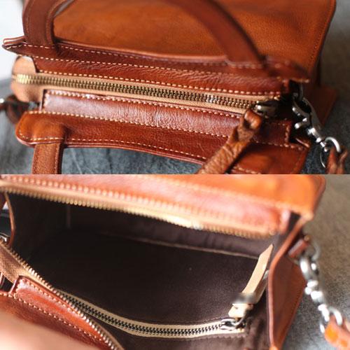 Vintage Womens Brown Leather Top Handle Satchel Small Handbag Black Leather Satchel Shoulder Bag