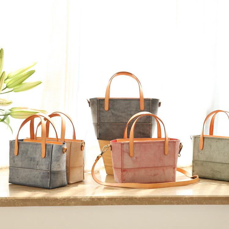Handmade Womens Leather Handbag Tote Purse Tote Cute Shopper Side Tote Bag for Men