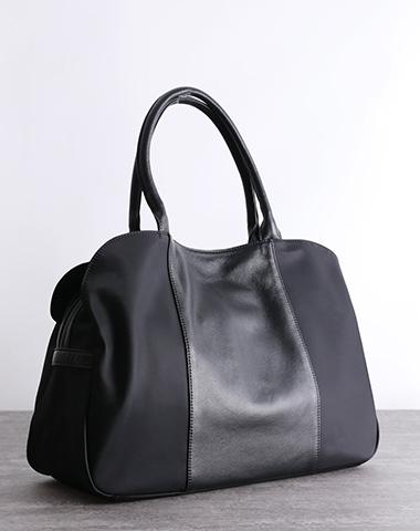 Black Womens Nylon Leather Shopper Bag Totes Womens Black Nylon Shoulder Shopper Purse Nylon Handbag Purse for Ladies