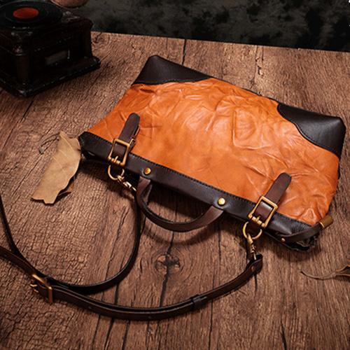 Vintage Womens Leather Square Handbag Purses Tan Handbag Shoulder Purse for Ladies