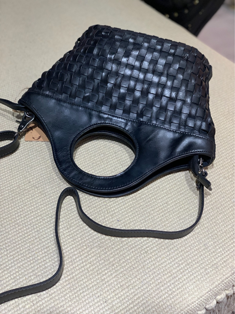 Stylish Braided Leather Womens Bucket Handbag