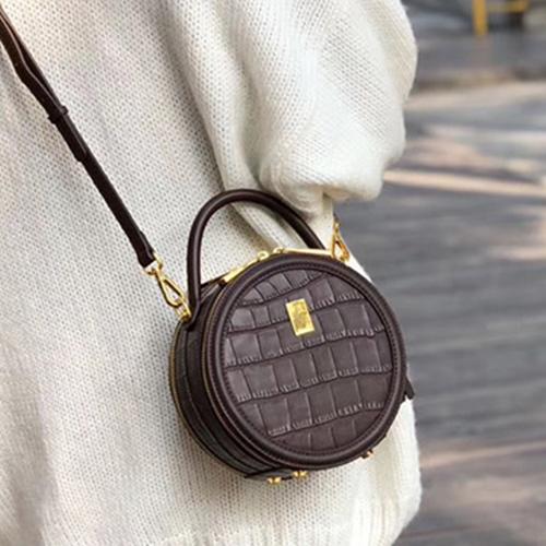 Fashionable White Leather Round Shoulder Bags
