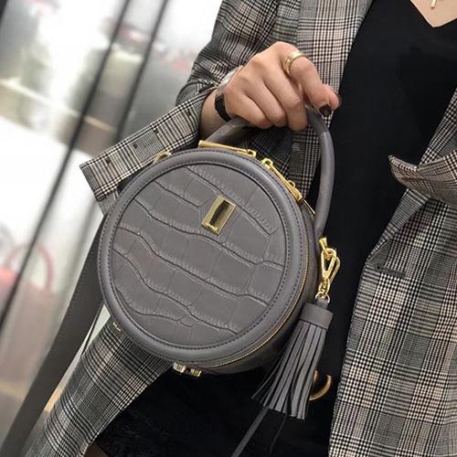 Small Round Leather Purse Circle Bag