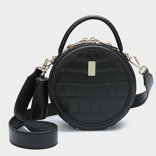 Small Round Leather Crossbody Bag Womens
