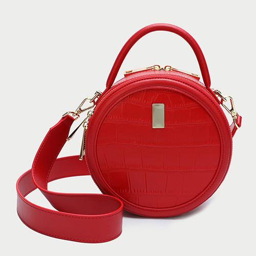 Chic Red Circle Leather Crossbody Bag Womens