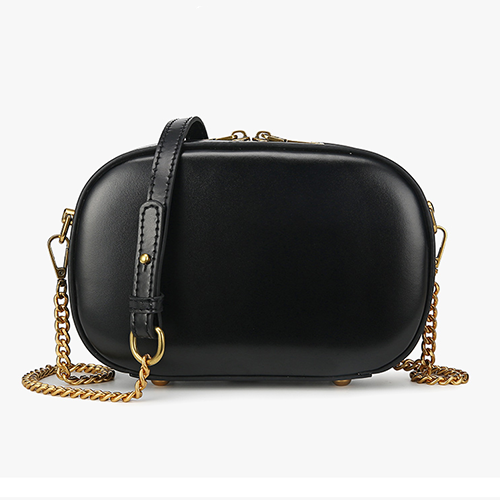 Small Black Round Leather Shoulder Bags