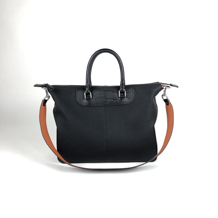 Classic Large Womens Dark Blue & Black Leather Work Handbag Purse Leather Shoulder Purse Bag for Ladies