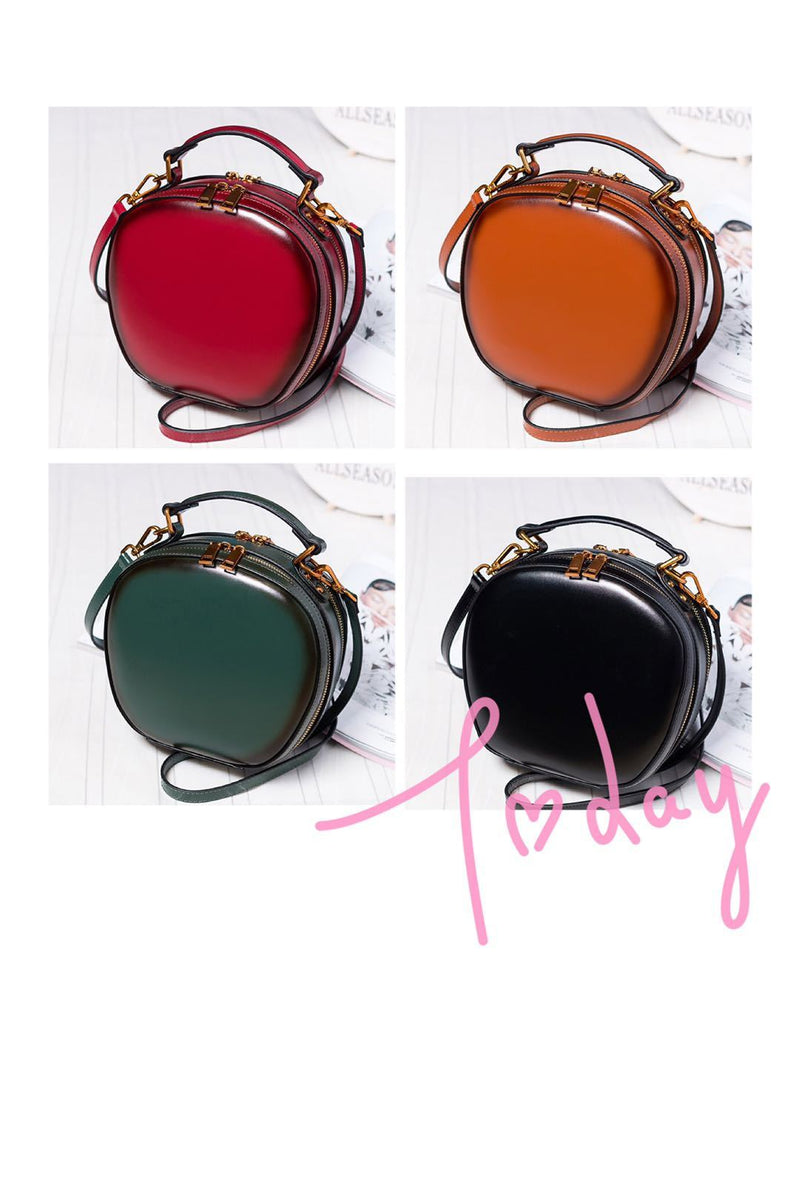 High-quality Cute Circle Leather Crossbody Bags