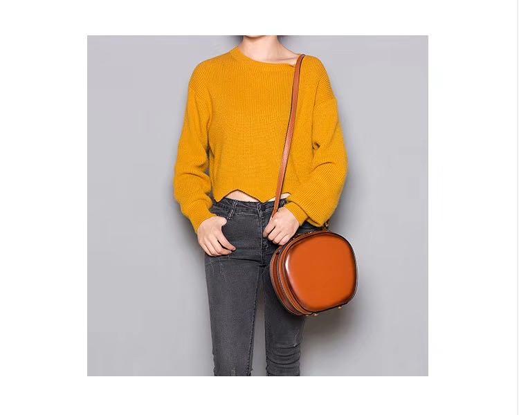 Cute Circle Round Leather Crossbody Bags