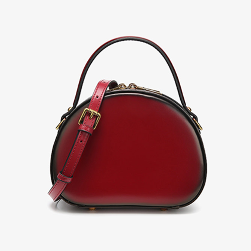 Red Half Round Leather Handbags
