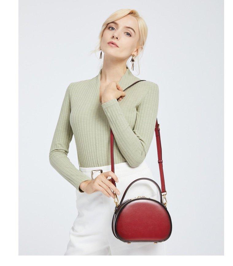 Red Half Round Leather Handbags