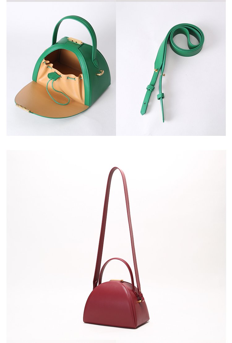 Cute Red Dome Leather Crossbody Bags For Women