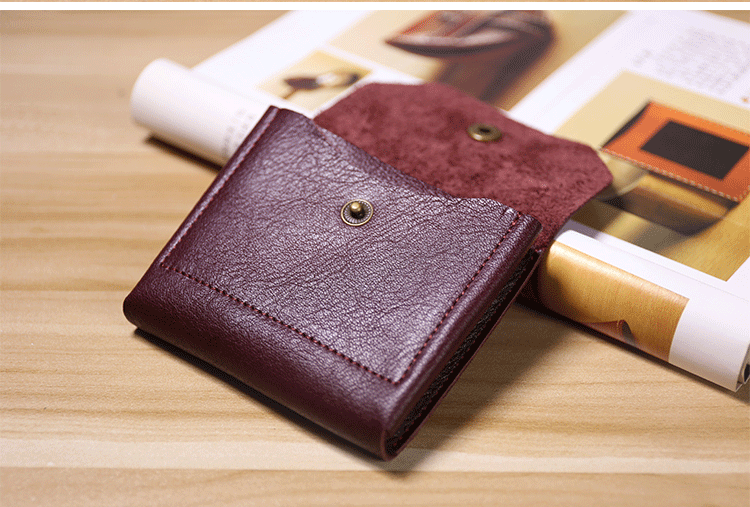 Cute Women Brown Leather Billfold Card Wallet Coin Wallets Mini Change Wallets For Women