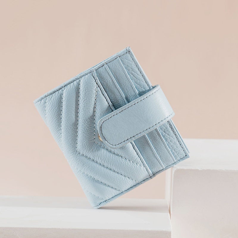 Cute Women Blue Leather Card Holder Small Card Wallet Card Holder Small Wallet Credit Card Holder For Women