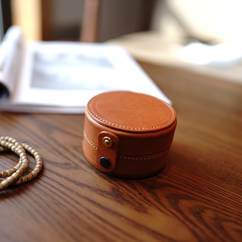 Cute Women Leather Round Coin Wallet Box Small Portable Jewelry Storage Box For Women