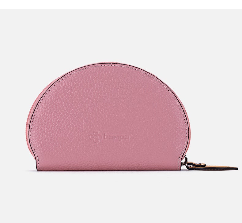 Cute Women Green Leather Slim Zipper Wallet Small Card Holder Round Change Coin Wallet For Women