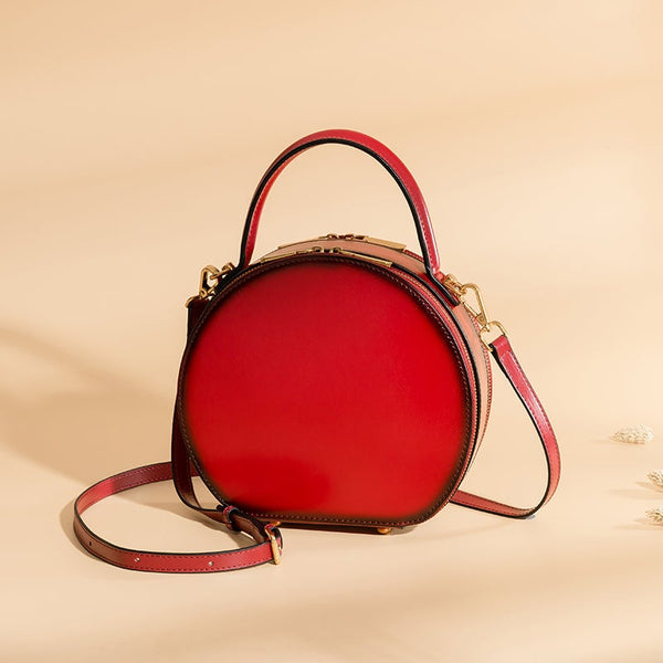 Trendy Cute Round Leather Handbag Womens