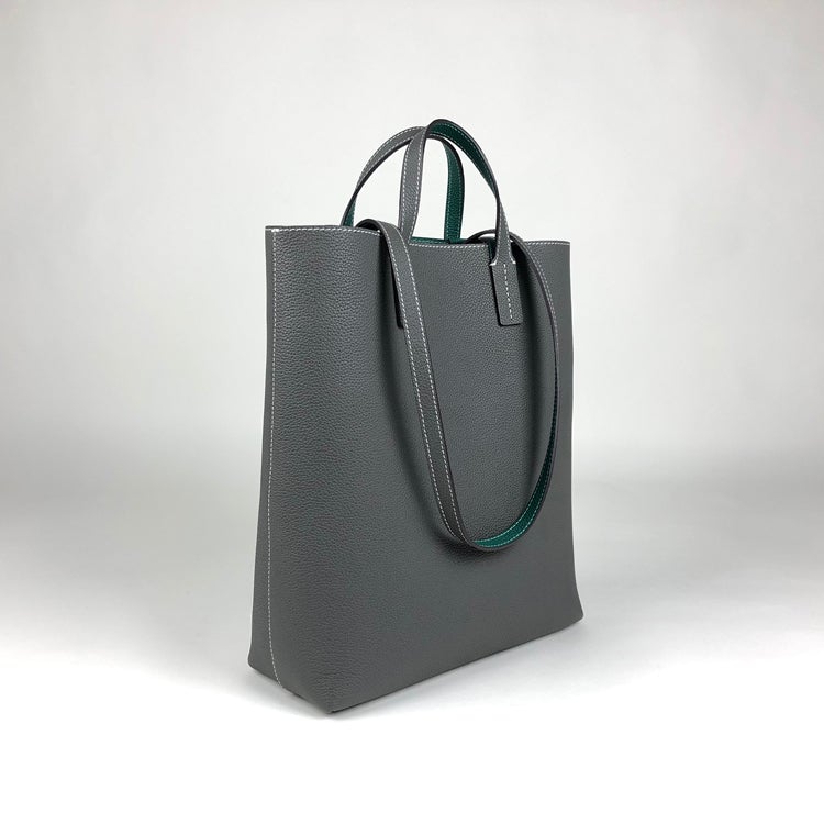 Gray tote bag  leather shopper tote bag
