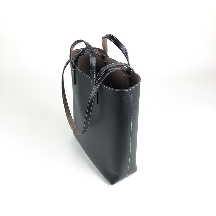 Black Calfskin Shoulder Bag | Structured Leather
