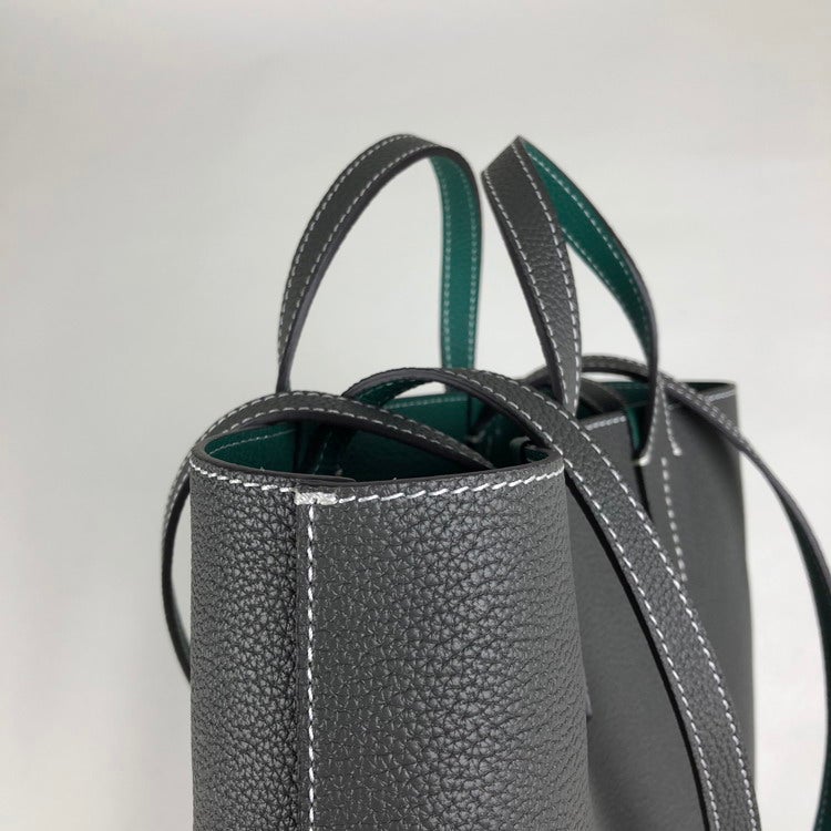 Gray tote bag  leather shopper tote bag
