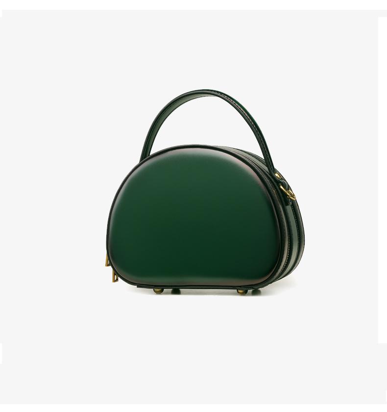 Green Vintage Leather Crossbody Half Circle Bag