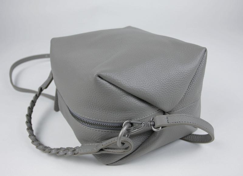 Cute Womens Gray Leather Handbag Purse Cube Leather Shoulder Bag Crossbody Purse for Ladies