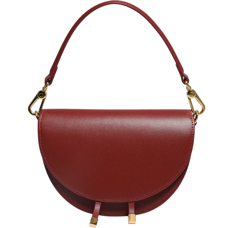 Red Vintage Leather Saddle Purse For Women