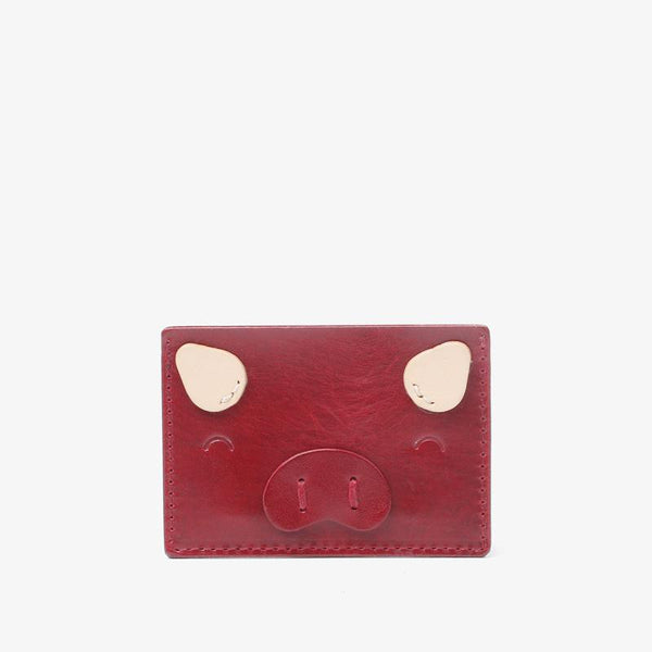 Red Card Holder Wallet Girl Personality Pig Face Decoration