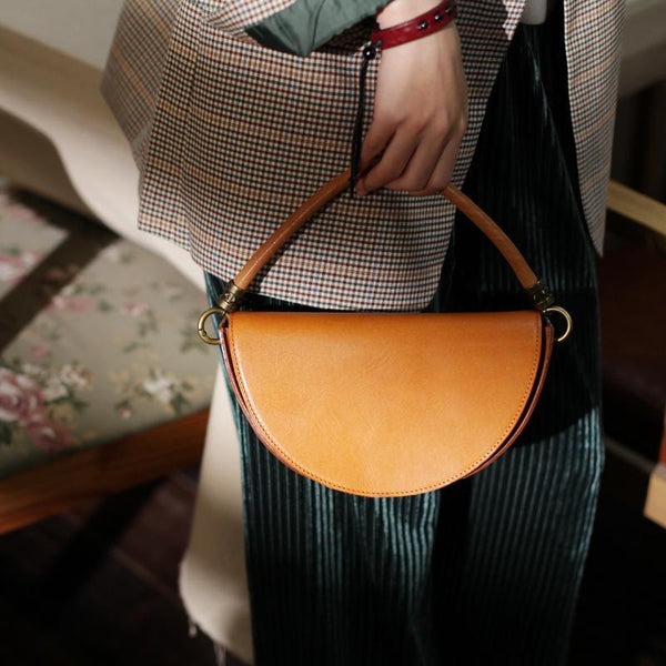 Cute Semi Circle Womens Leather Handbag