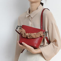 Red Cute Womens Leather Bucket Handbag