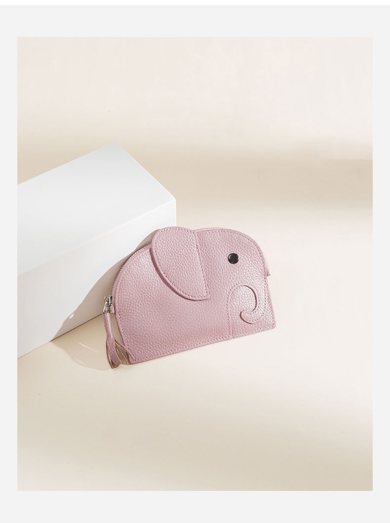 Cutest Women Leather Elephant Small Zipper Wallet Keychain with Wallet Change Wallet For Women