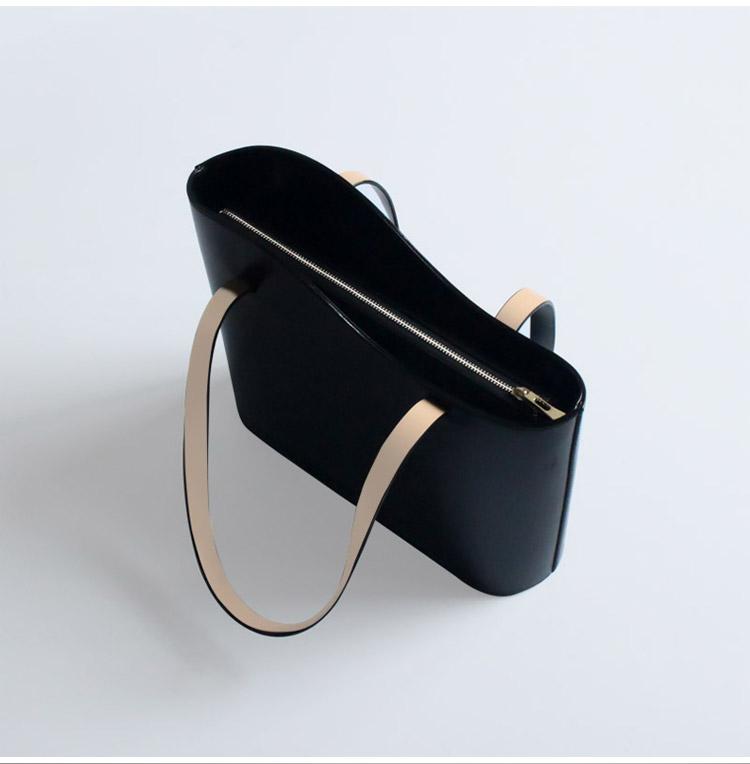 Fashion Black Leather Women's Tote Handbags Work Womens Black Tote Bag Zip Top Tote Bag