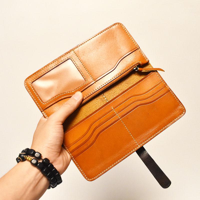 Distressed Leather Bifold Long Card Wallet Clutch Purse