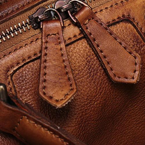 Studded Tote Bag Brown Vintage Leather