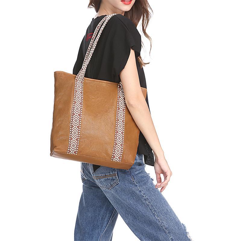 Vertical Brown Leather Tote Bag Womens Green Shopper Tote Handbag Purse