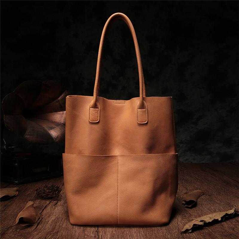 Best Soft Leather Vertical Shopper Totes