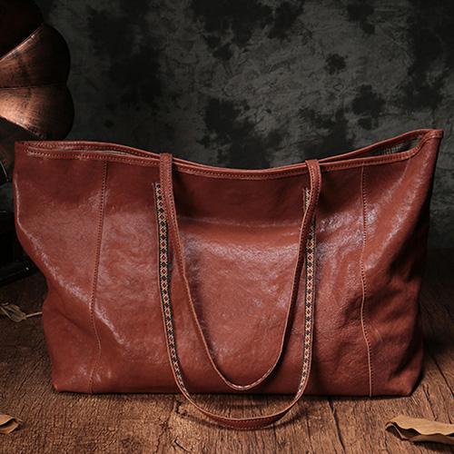 Brown Leather Tote Bag Black 16
