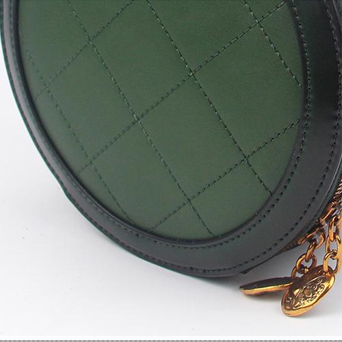 Quited Leather Circle Round Crossbody Bags