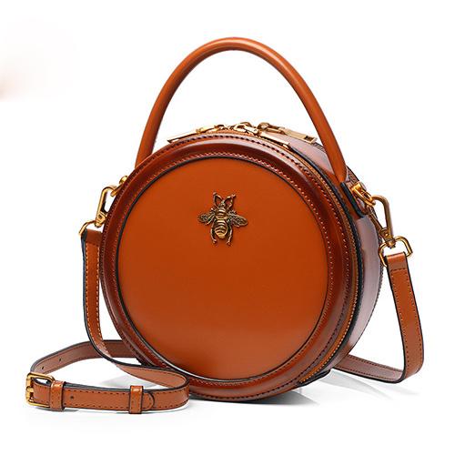 Round Leather Bee Handbag 2021