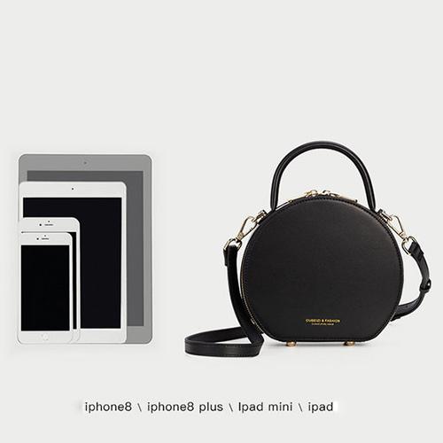 Black Leather Round Handbags For Women