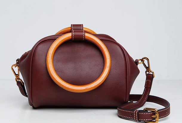 Doctor Bag Purse Crossbody Circle Handbag  Leather