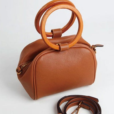 Doctor Bag Purse Crossbody Circle Handbag  Leather